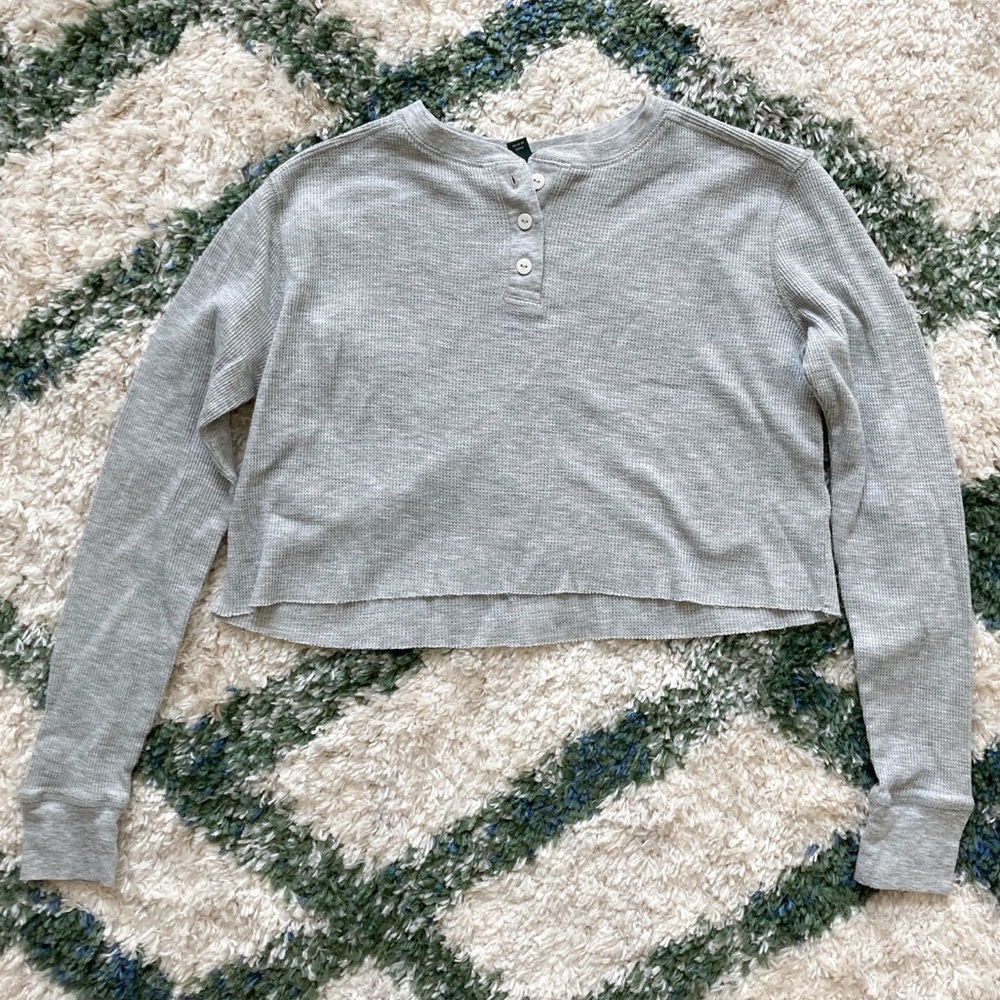 Wild Fable Cropped Henley Top